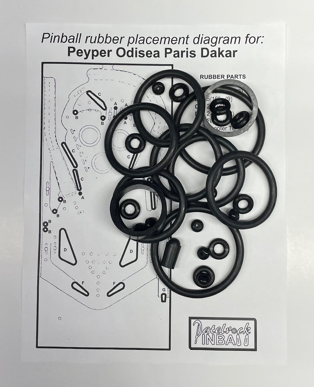 Peyper | Sonic Odisea Paris Dakar Pinball Machine Rubber Ring Kit