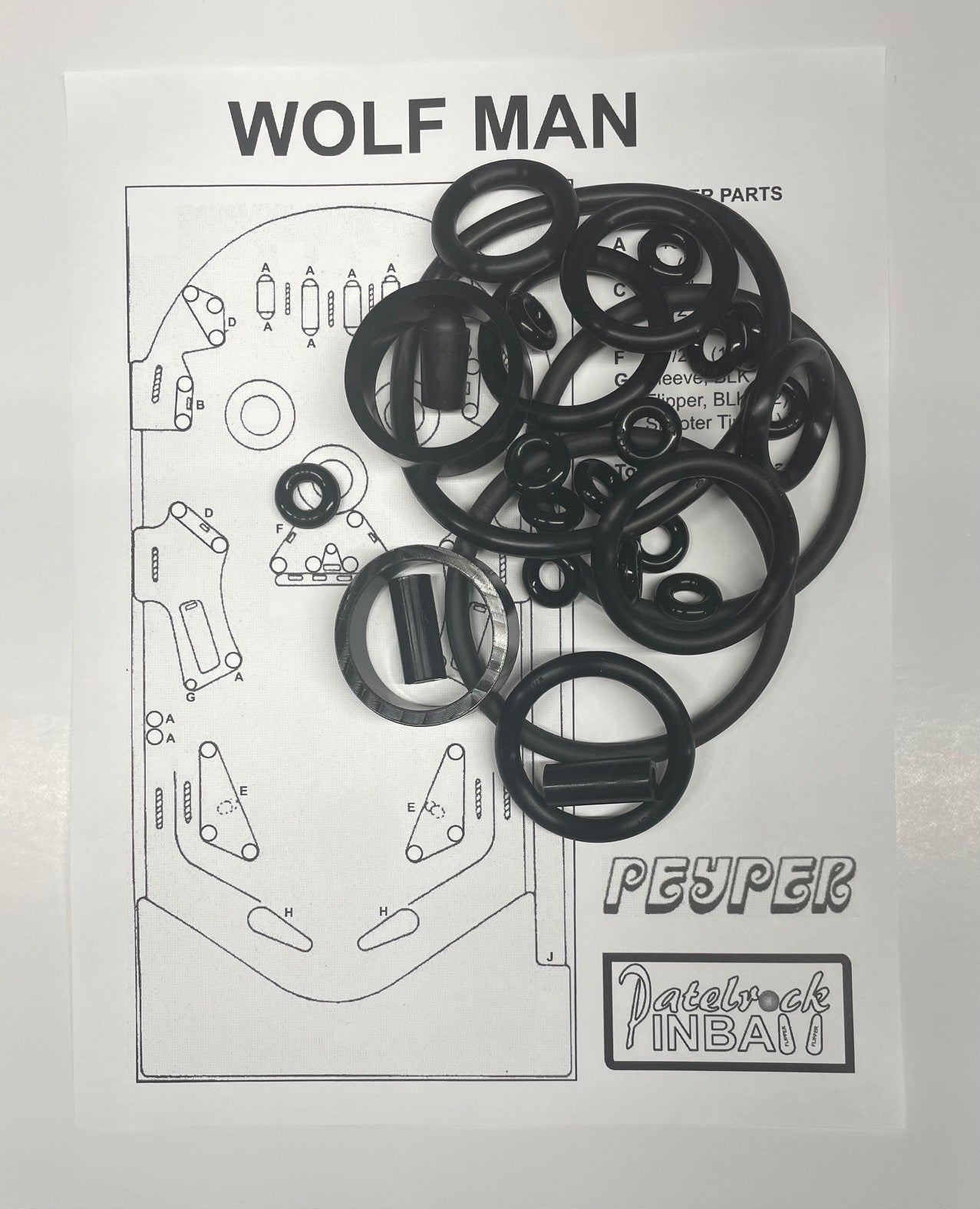 Peyper Wolf Man Pinball Machine Rubber Ring Kit