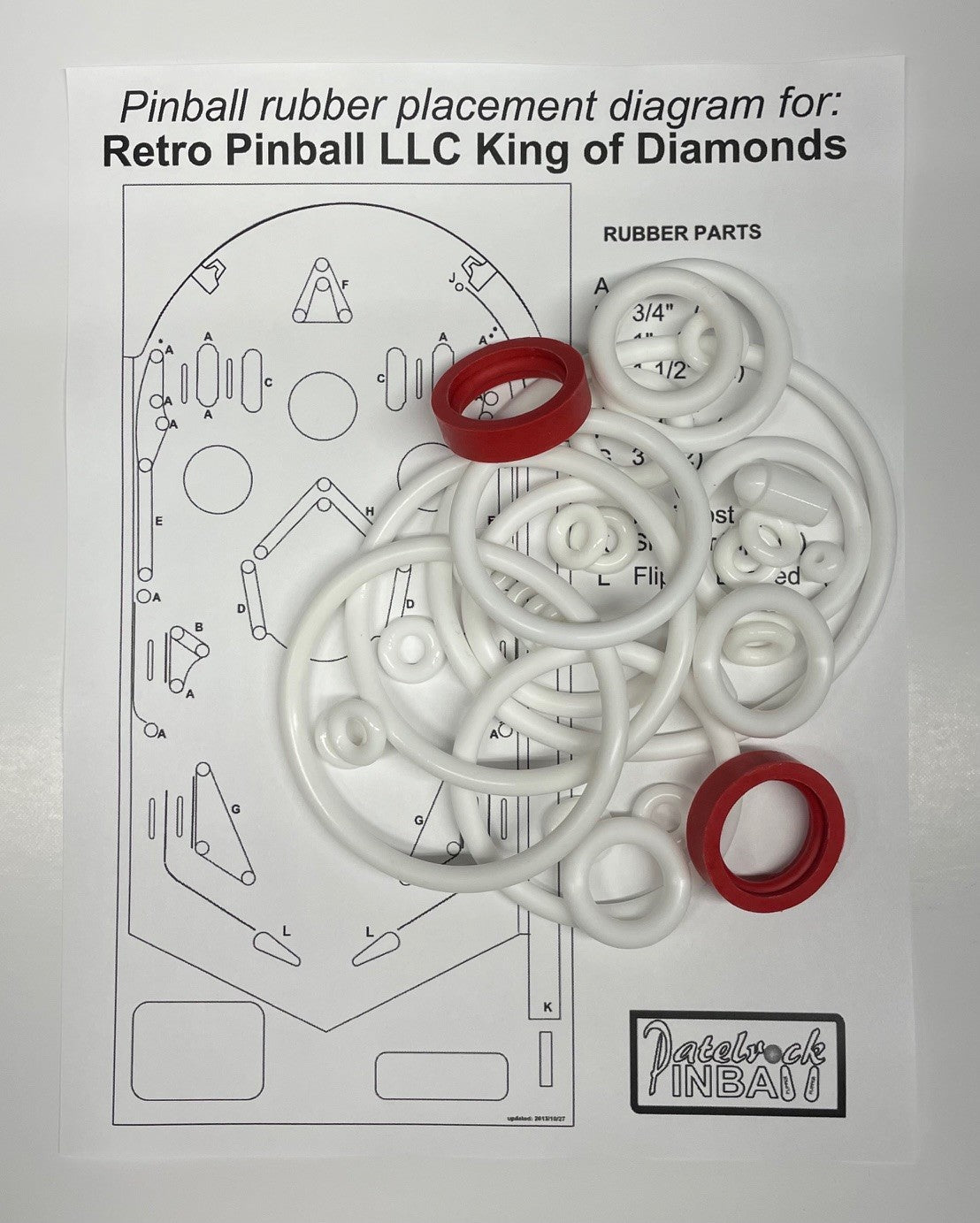 Retro Pinball LLC King of Diamonds Pinball Machine Rubber Ring Kit