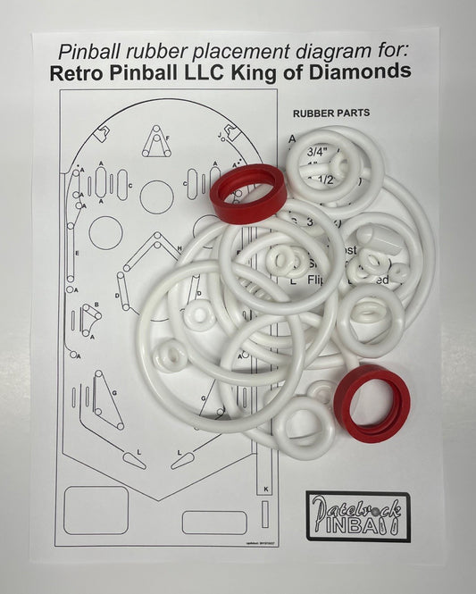 Retro Pinball LLC King of Diamonds Pinball Machine Rubber Ring Kit
