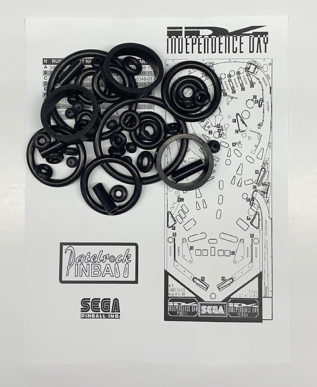 Sega Independence Day Pinball Machine Rubber Ring Kit