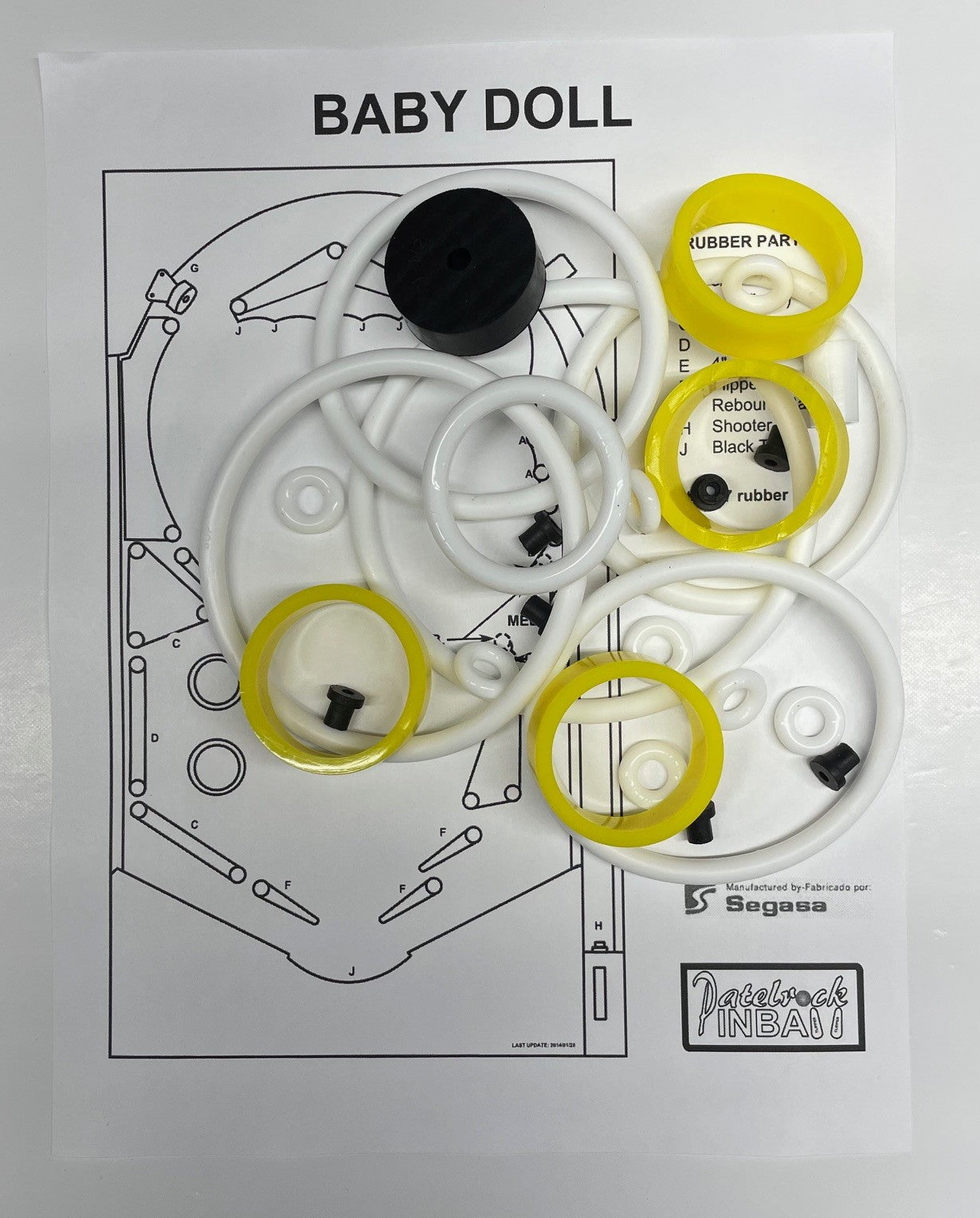 Segasa Baby Doll Pinball Machine Rubber Ring Kit