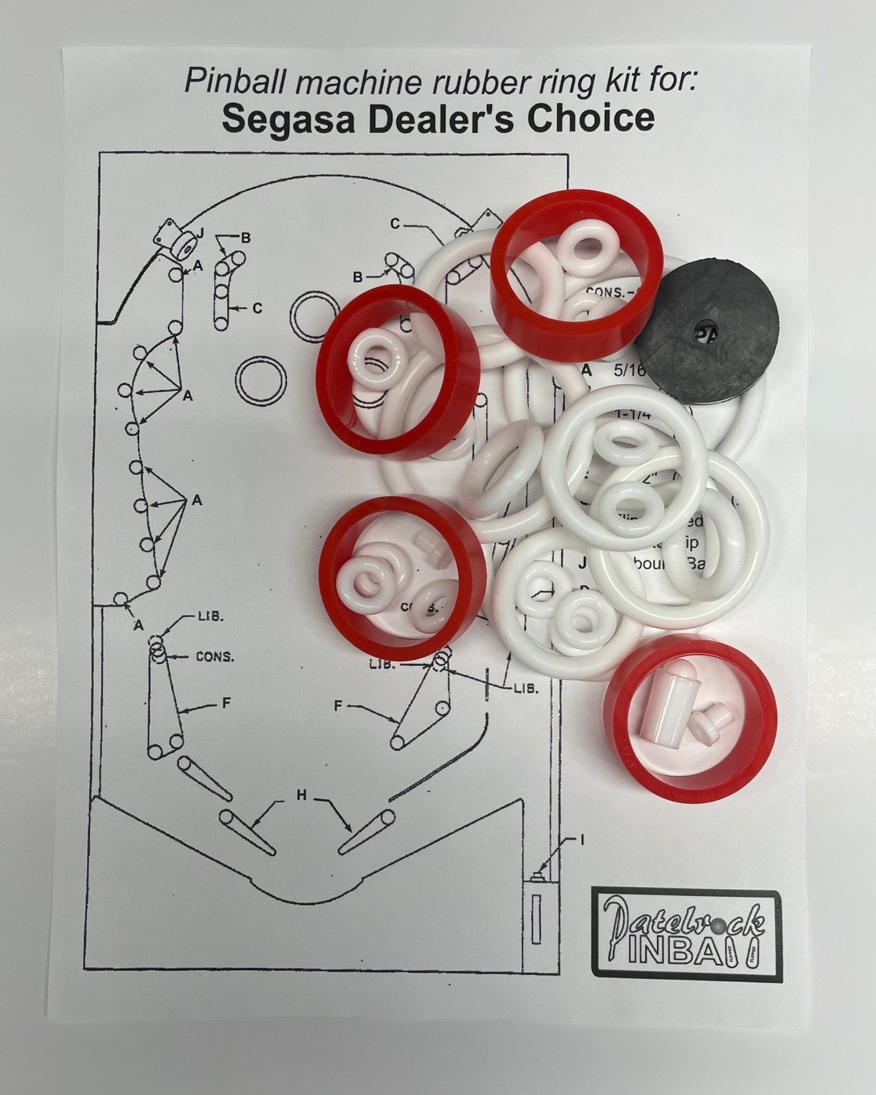 Segasa Dealer's Choice Pinball Machine Rubber Ring Kit