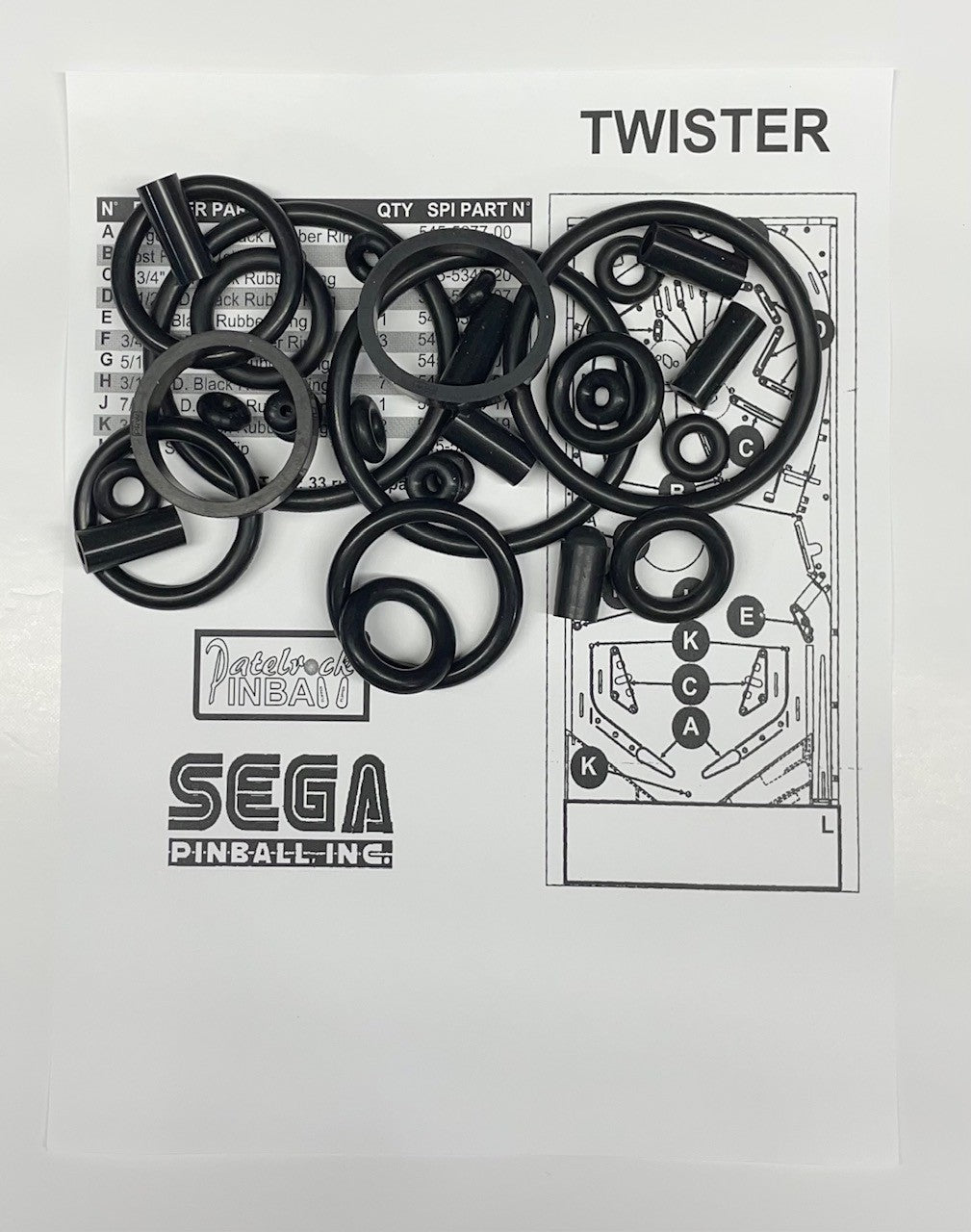 Sega Twister Pinball Machine Rubber Ring Kit