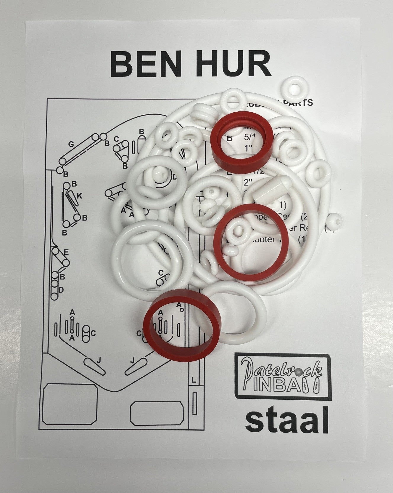Staal Ben Hur Pinball Machine Rubber Ring Kit