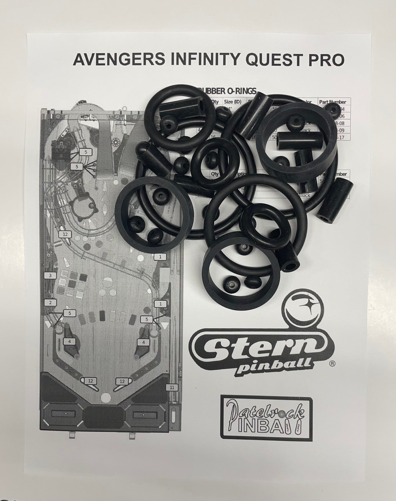 Stern The Avengers Infinity Quest Pro Pinball Machine Rubber Ring Kit