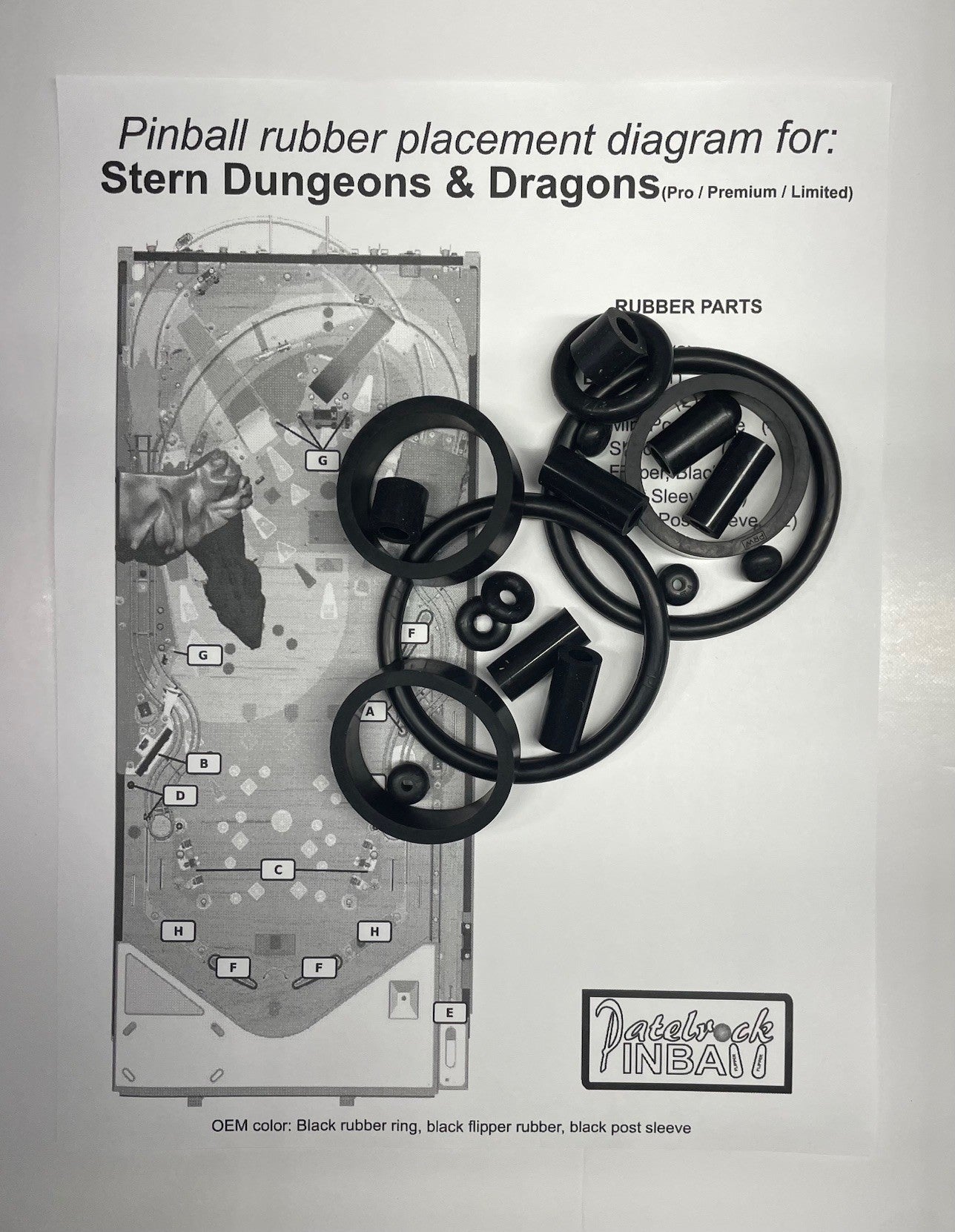Stern Dungeons & Dragons Pro | Premium | Limited Edition Pinball Machine Rubber Ring Kit