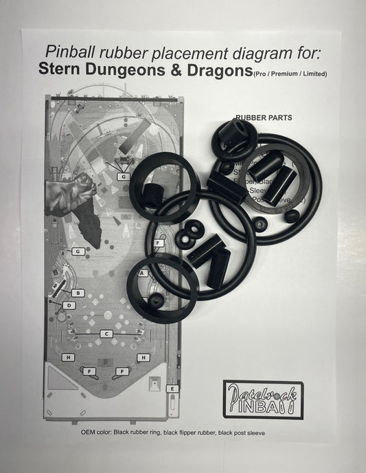 Stern Dungeons & Dragons Pro | Premium | Limited Edition Pinball Machine Rubber Ring Kit
