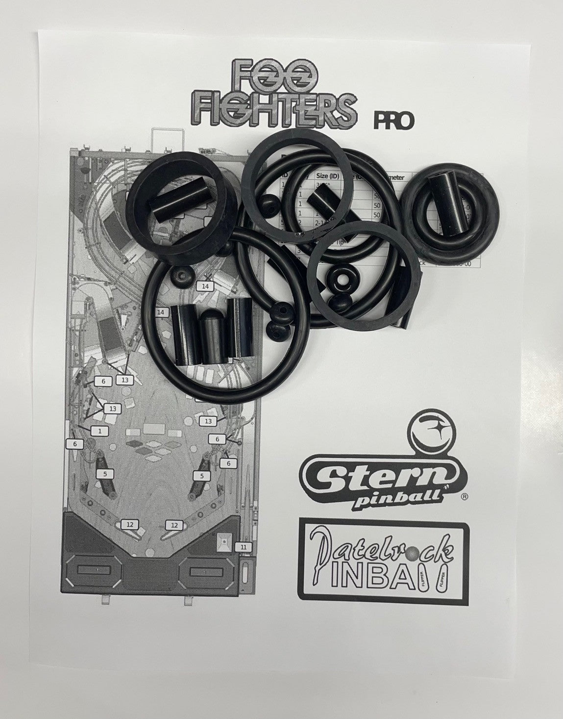 Stern Foo Fighters Pro Pinball Machine Rubber Ring Kit