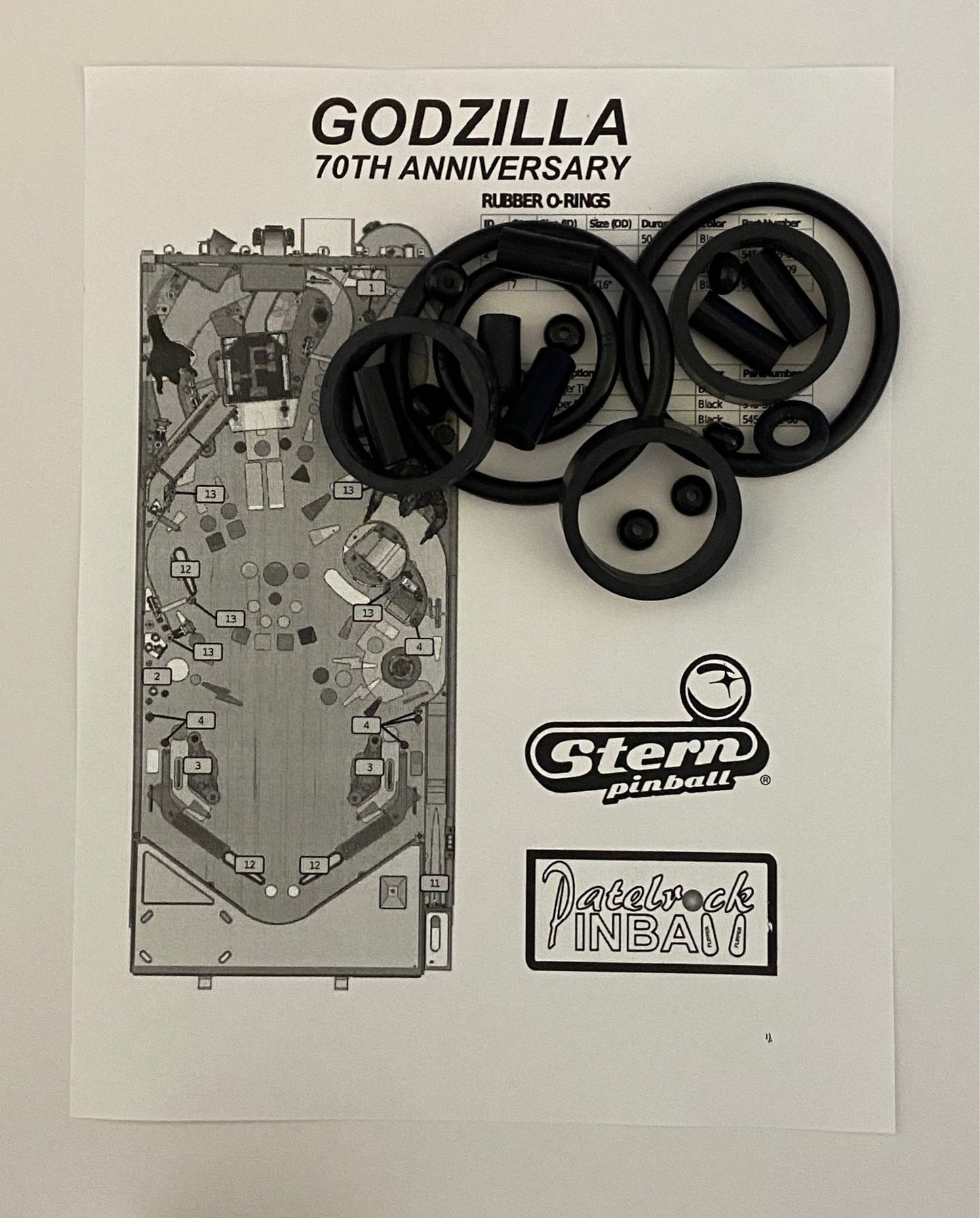 Stern Godzilla 70th Anniversary Premium Pinball Machine Rubber Ring Kit