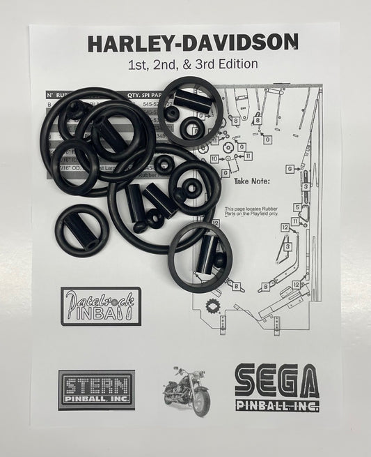 Stern Harley Davidson 1st | 2nd | 3rd Edition Pinball Machine Rubber Ring Kit