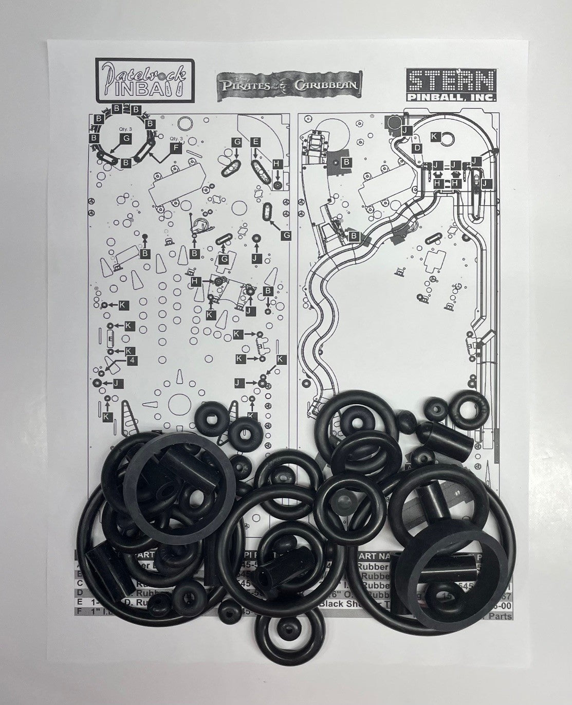 Stern Pirates of the caribbean Pinball Machine Rubber Ring Kit