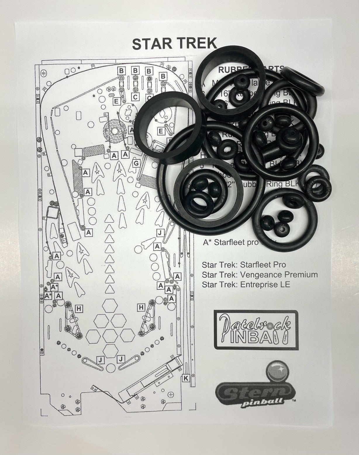 Stern Star Trek Pro | Premium | Limited | Vault Edition Pinball Machine Rubber Ring Kit