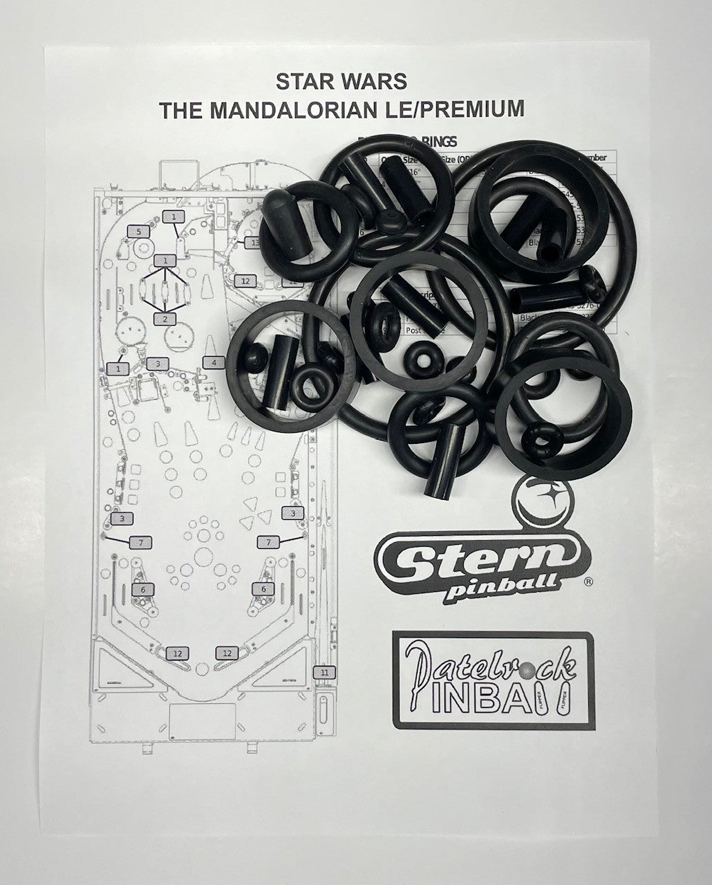 Stern Star Wars: The Mandalorian Premium | Limited Edition Pinball Machine Rubber Ring Kit