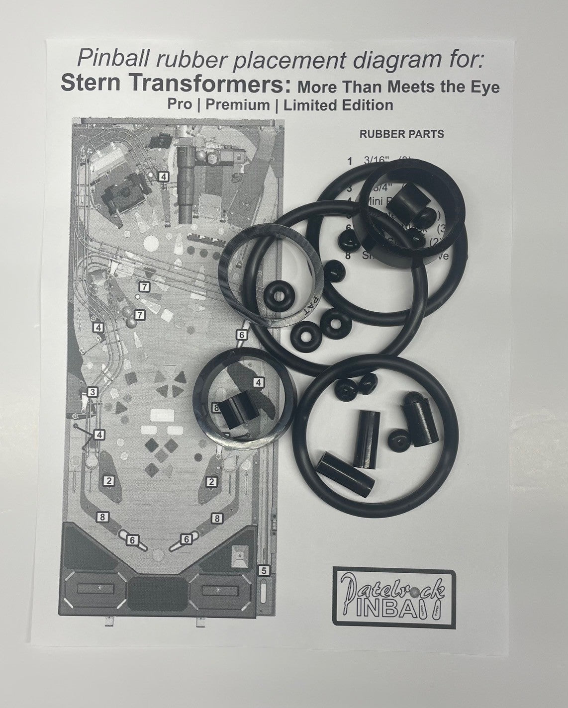 Stern Transformers: More Than Meets of the Eye Pro | Premium | Limited Edition Pinball Machine Rubber Ring Kit