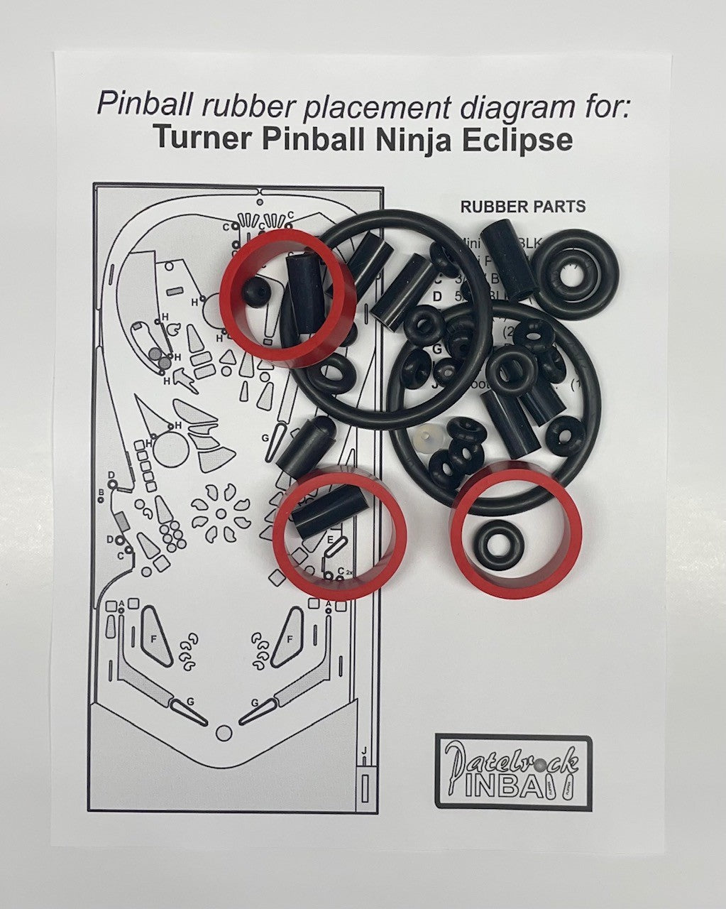 Turner Pinball Ninja Eclipse Pinball Machine Rubber Ring Kit