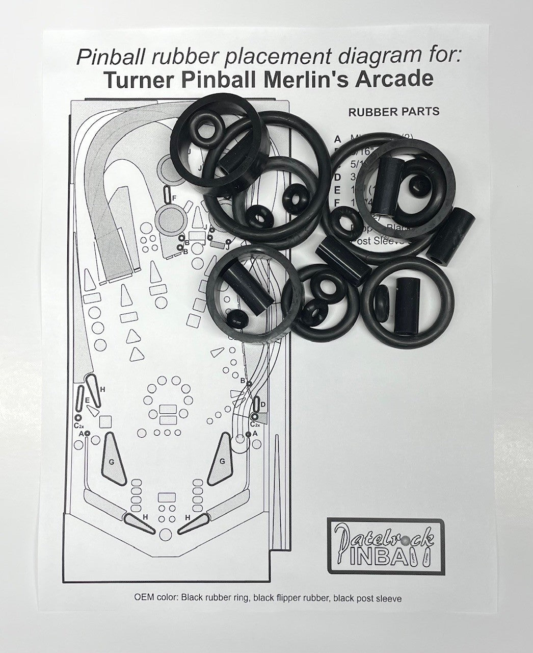 Turner Pinball Merlin's Arcade | Arcade Edition | Legendary Edition Pinball Machine Rubber Ring Kit