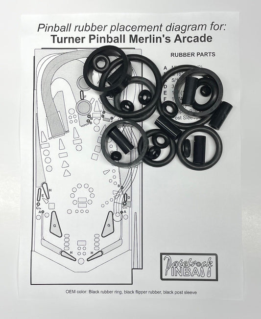 Turner Pinball Merlin's Arcade | Arcade Edition | Legendary Edition Pinball Machine Rubber Ring Kit