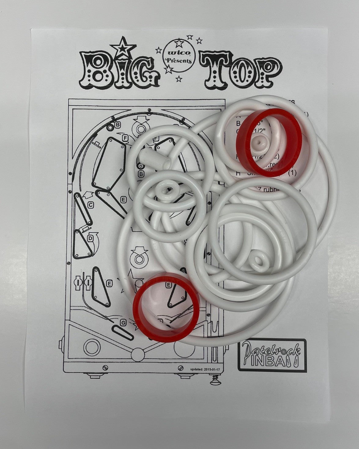 Wico Big Top Pinball Machine Rubber Ring Kit