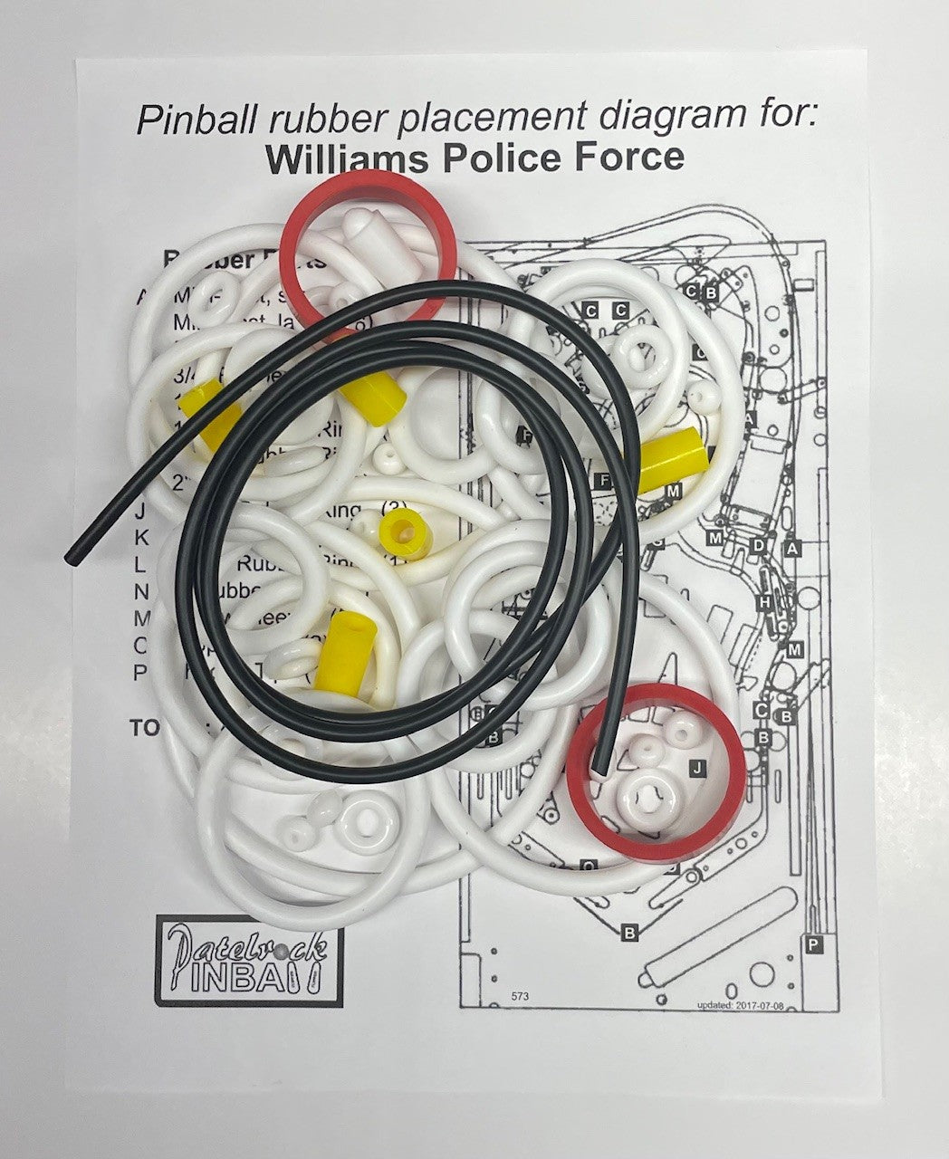 Williams Police Force Pinball Machine Rubber Ring Kit
