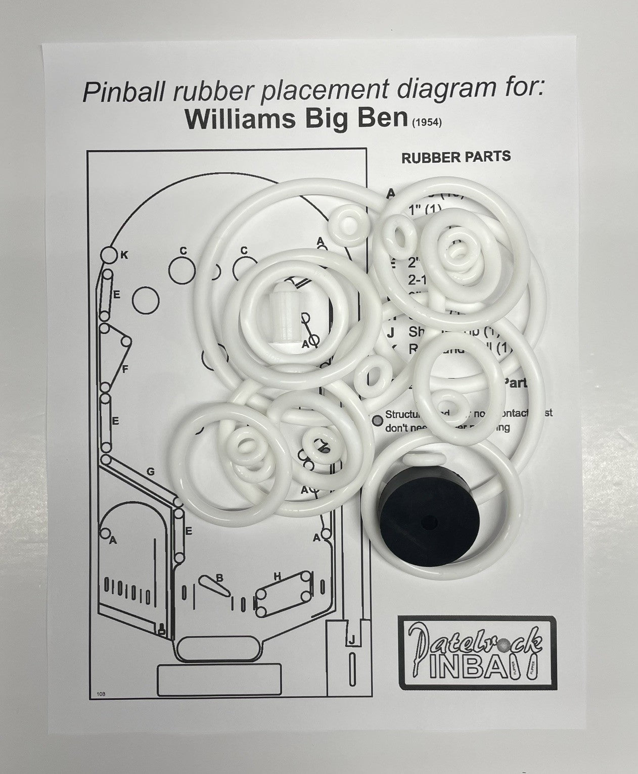 Williams Big Ben (1954) Pinball Machine Rubber Ring Kit