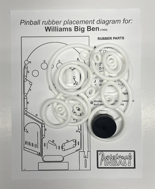 Williams Big Ben (1954) Pinball Machine Rubber Ring Kit