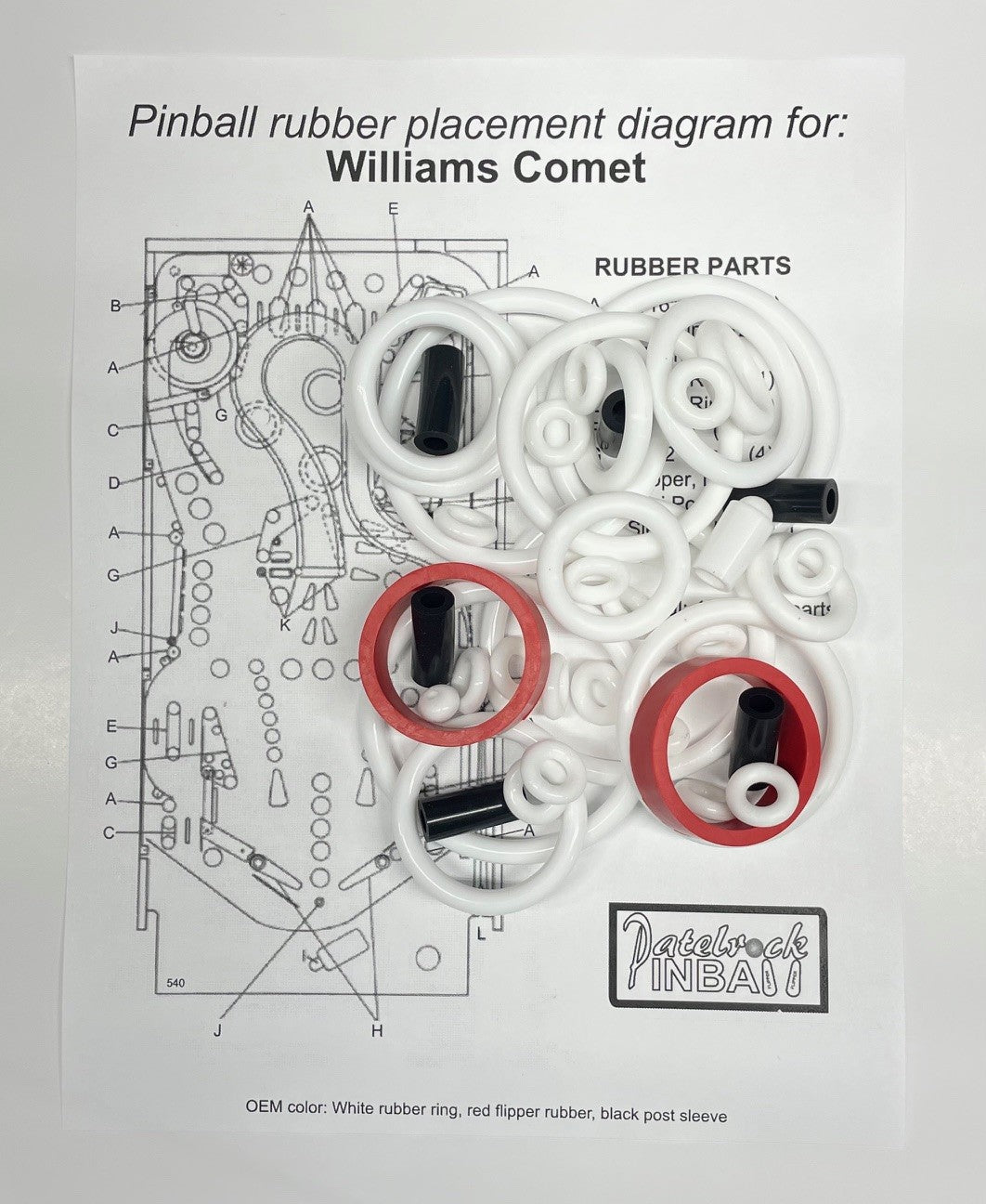 Williams Comet Pinball Machine Rubber Ring Kit