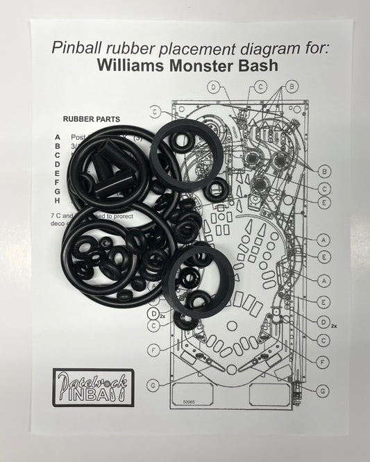 Williams Monster Bash Pinball Machine Rubber Ring Kit