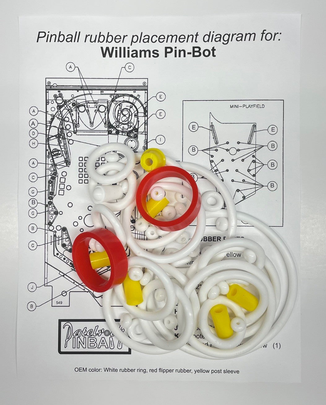 Williams Pinbot Pinball machine Rubber Kit