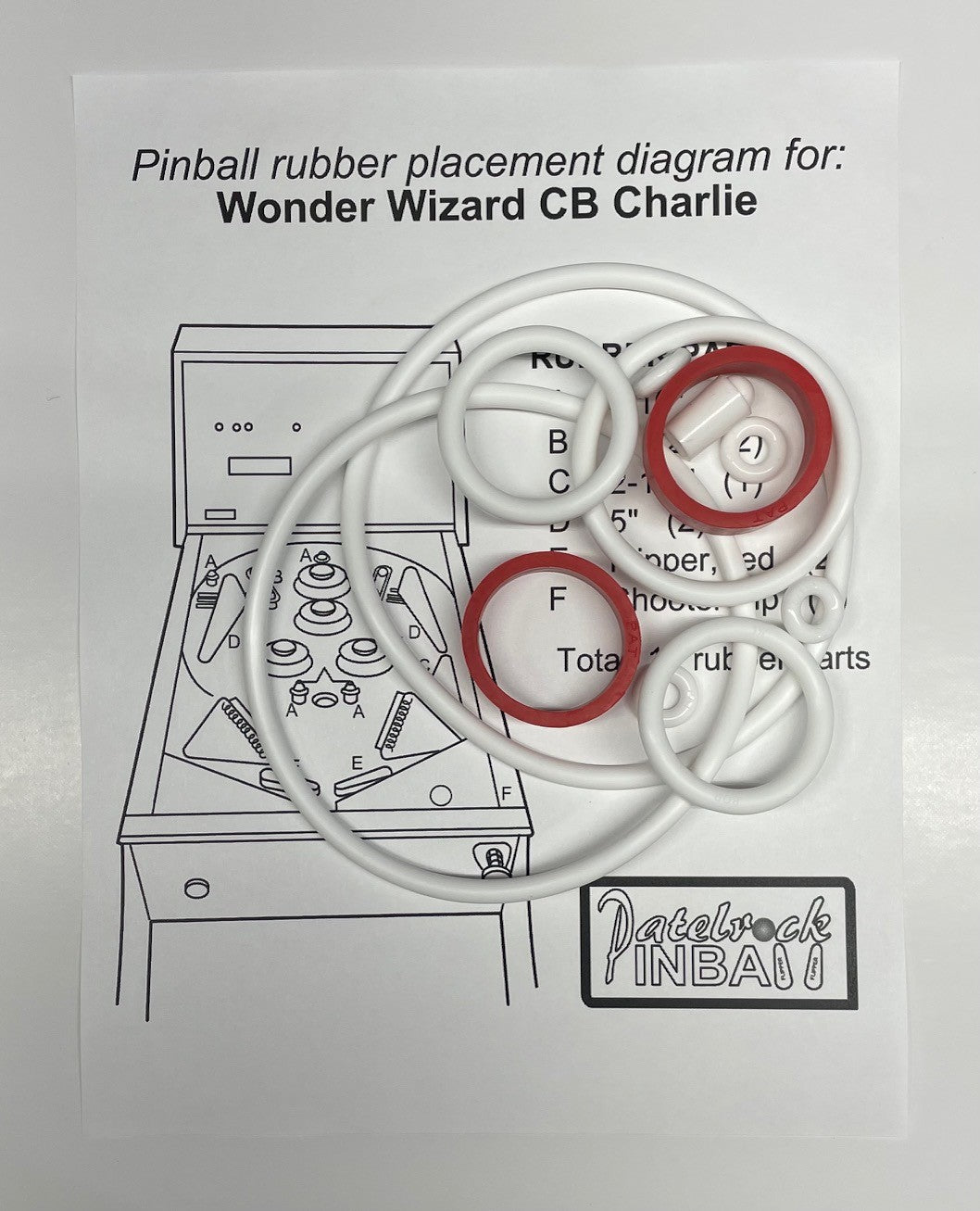 Wonder Wizard CB Charlie Pinball Machine Rubber Ring Kit