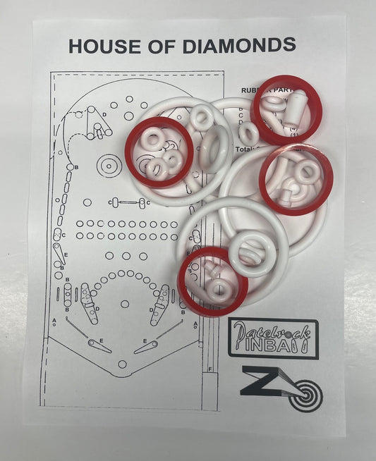 Zaccaria House of Diamonds Pinball Machine Rubber Ring Kit