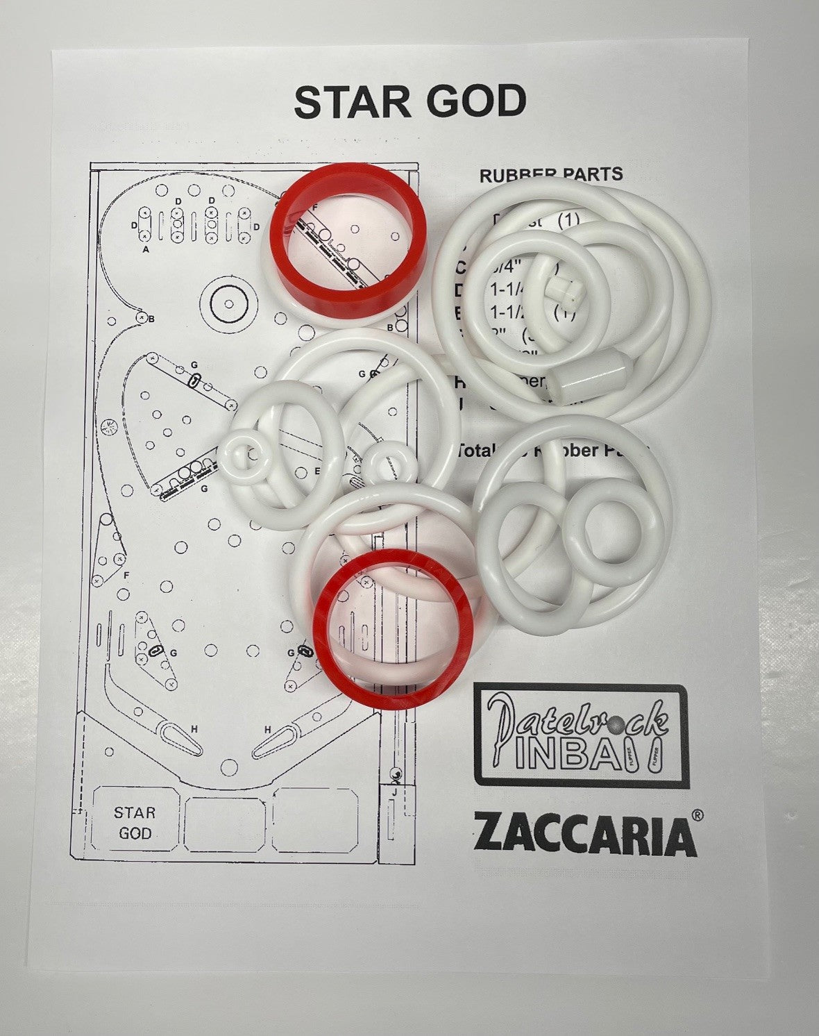 Zaccaria Star God Pinball Machine Rubber Ring Kit