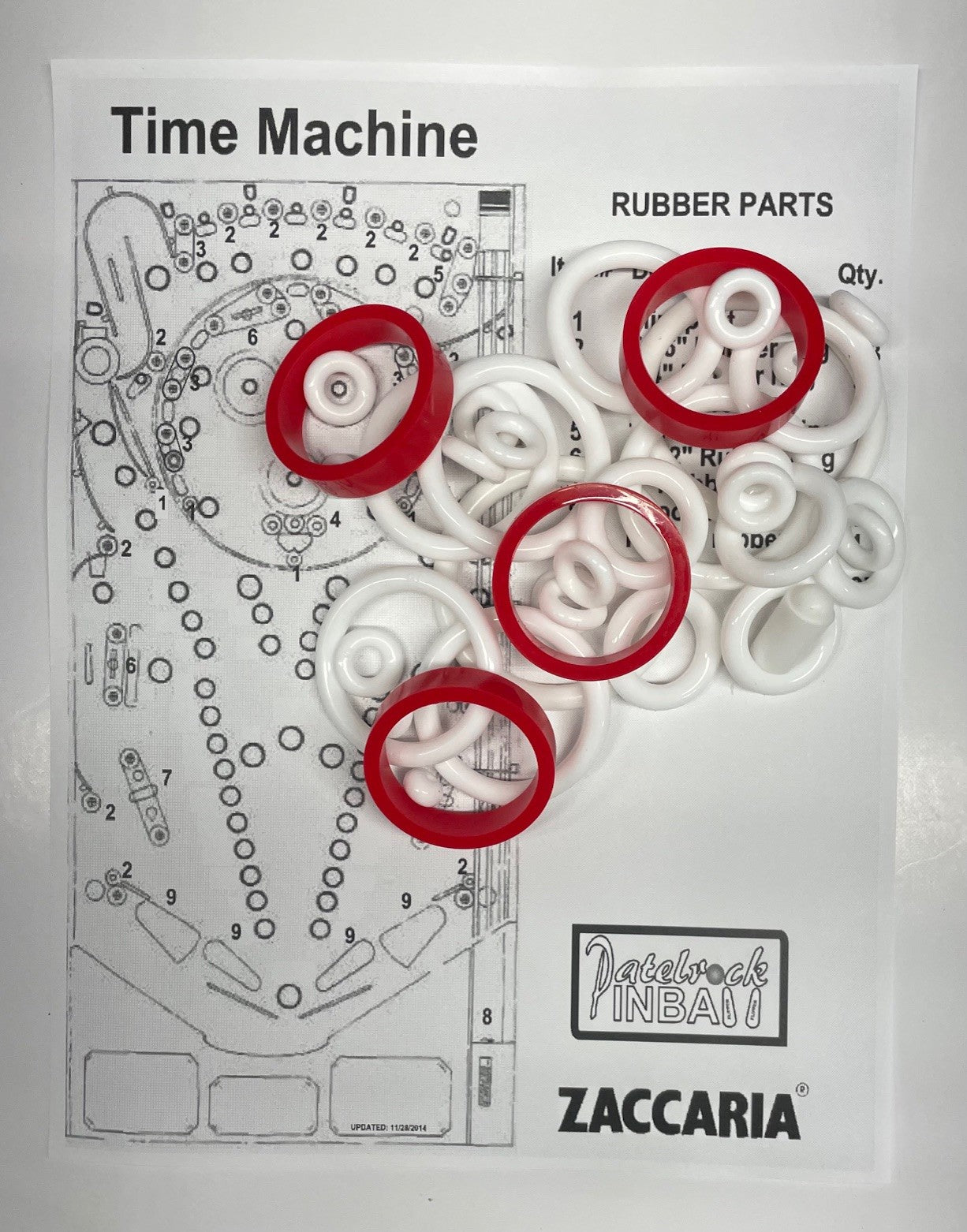 Zaccaria Time Machine Pinball Machine Rubber Ring Kit