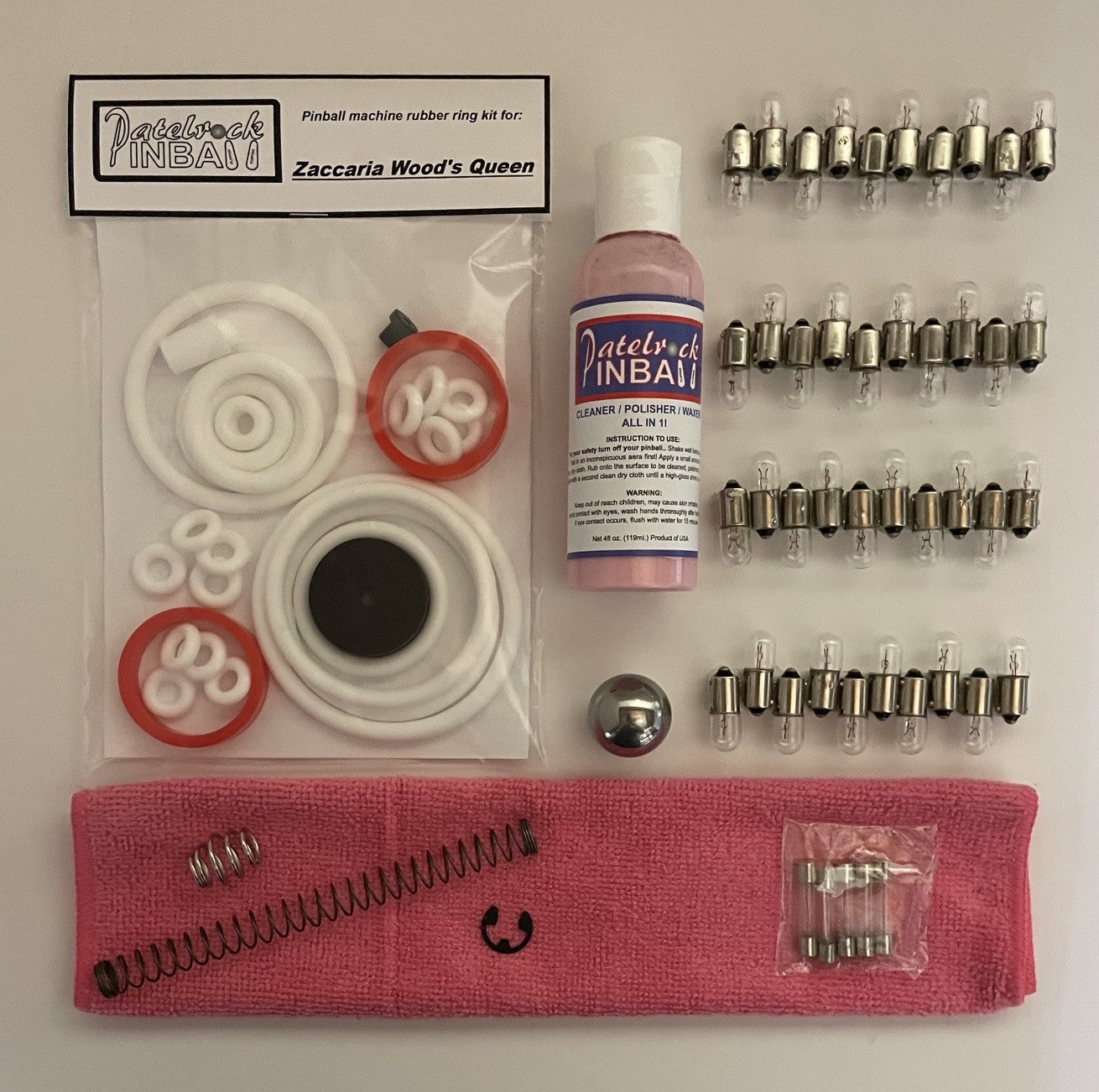 Zaccaria Wood's Queen Pinball Machine Maintenance Kit